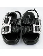 Čierne dámske sandále so zirkónmi (CM-62)