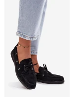 Półbuty Mokasyny Damskie Z Wiązaniem Czarne Calivra