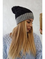Fleecová čiapka Bibiana K264 tmavo šedá + čierna