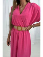 Dlhé šaty s ozdobným pásikom ružové