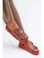 Pachnące Klapki Damskie Z Brokatem I Klamrami ZAXY RR285025 Brudny Róż