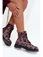 Botki Damskie Ocieplane W Kwiaty Artiker 57C1051 Różowe