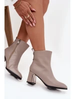 Ocieplane Botki Na Słupku Z Naturalnej Skóry Vinceza 66812 Szare