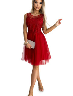 Dámske šaty s gipiérom a jemným tylom Numoco Caterina - červené