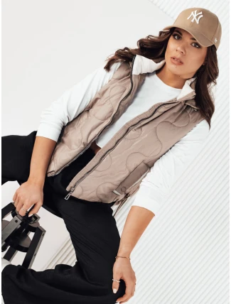 Dámska prešívaná vesta TREOS béžová FashionStreet TY4216 Dámska prešívaná vesta TREOS béžová FashionStreet TY4216