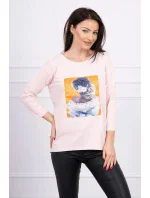 Blúzka s 3D grafikou, krajková, púdrovo ružová Blúzka s 3D grafikou, krajková, púdrovo ružová
