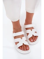 Gumowe Klapki Damskie Z Paskiem Białe Tavirae