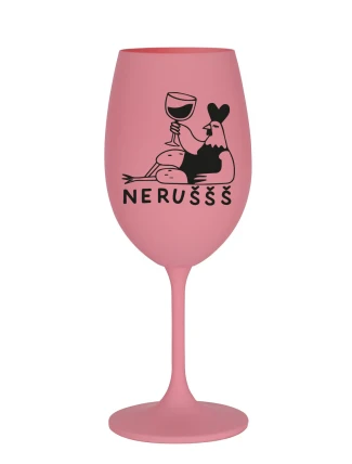 NERUŠŠŠ - růžová sklenice na víno 350 ml