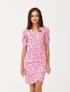 Dámske spoločenské šaty SUK0367-E46-46 ružová/biela - Roco Fashion