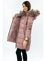 Dámska prešívaná zimná bunda s kapucňou Old Pink (7702) Dámska prešívaná zimná bunda s kapucňou Old Pink (7702)