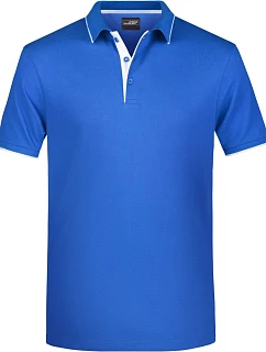 Daiber JN 728 Pánske polo tričko z piké s kontrastným lemom 02.0728 kráľovská modrá/biela