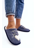 Damskie Klasyczne Kapcie Wsuwane Ocieplane Niebieskie Mabira