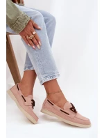 Półbuty Mokasyny Damskie Z Wiązaniem Jasnoróżowe Calivra