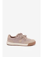 Semišové dámske tenisky s dvojitým šnurovaním Big Star UU274001 Beige