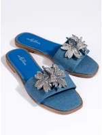 Exkluzívne modré dámske ponožky na podpätku bez päty Exkluzívne modré dámske ponožky na podpätku bez päty