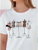 Dámske bavlnené tričko s potlačou MANETEE biele FashionStreet RY2728 Dámske bavlnené tričko s potlačou MANETEE biele FashionStreet RY2728