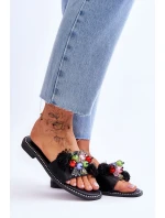 Klapki Z Ozdobnymi Koralikami S.Barski KV-2775-47 Czarne