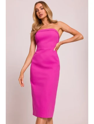 M843 Džínsové midi šaty - ružové