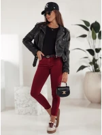 Dámske úzke džínsy BRITTNIX burgundy FashionStreet UY2222