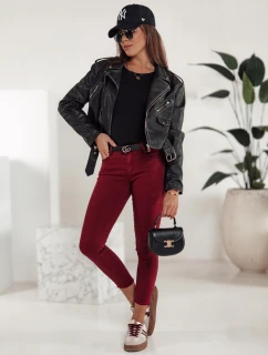 Dámske úzke džínsy BRITTNIX burgundy FashionStreet UY2222