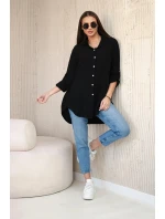 Bavlnená mušelínová košeľa oversize čierna Bavlnená mušelínová košeľa oversize čierna