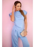 Asymetrická blúzka + nohavice modrá