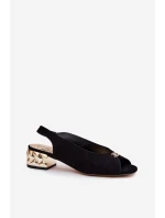 Zamszowe Eleganckie Sandały Damskie CheBello 4724 Czarne