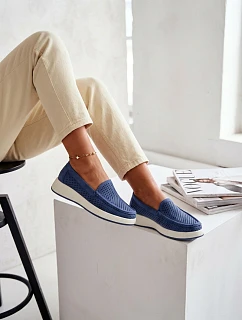 Dámské perforované mokasiny Sergio Leone MK097H modré