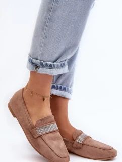 Dámské mokasíny s kamínky Světle hnědá Ralrika