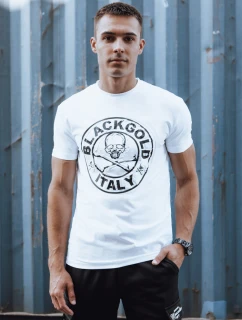 Pánske biele tričko s potlačou FashionStreet RX5585