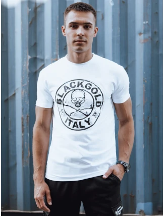 Pánske bavlnené tričko s potlačou biele FashionStreet RX5585 Pánske bavlnené tričko s potlačou biele FashionStreet RX5585