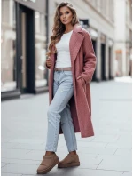 Dámsky dlhý kabát z ovčej kože ružový FashionStreet NY0755z
