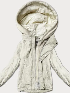 Dámska bunda ecru s ozdobnou kapucňou Miss TiTi (3295)