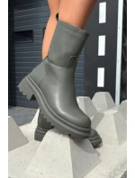 Botki Damskie Na Platformie I Płaskim Obcasie Zielone Levira