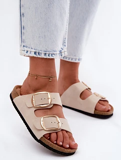 Lee Cooper LCW-26-35-4454L Béžové dámske papuče s korkovou podrážkou a prackami