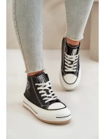 Zateplené dámske tenisky na platforme z ekokože Big Star Black