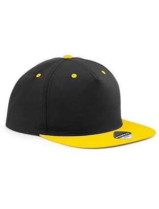Beechfield B 610C 5-panelová snapbacková čiapka s kontrastným lemom 53.610C čierna/žltá