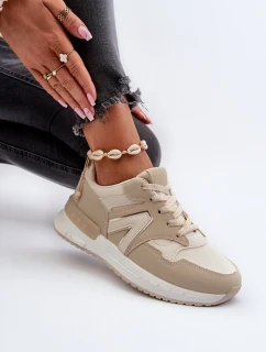 Sneakersy Damskie Z Eko Skóry Beżowe Vinelli