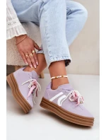 Sneakersy Damskie Na Platformie Z Ozdobami Fioletowe Vinness
