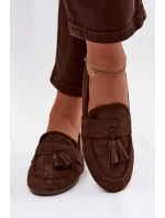 Dámske ploché mokasíny s strapcami chocolate Marilisse