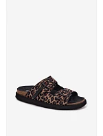Dámské pantofle na platformě s přezkami D. Franklin DFSH407011 Leopardí vzor