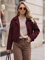 Dámska krátka bordová kordová bunda FashionStreet TY6019