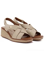 Sergio Leone SK297 dámske béžové kožené sandále na platforme