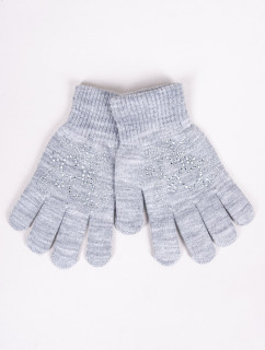 Dievčenské päťprsté rukavice Yoclub s tryskami RED-0216G-AA50-011 Grey