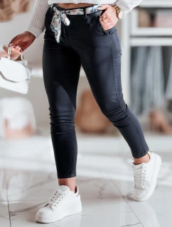 Dámske látkové nohavice s opaskom ROSSALI navy blue FashionStreet UY2532