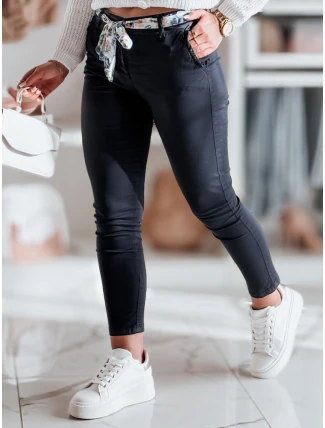 Dámske látkové nohavice s opaskom ROSSALI navy blue FashionStreet UY2532
