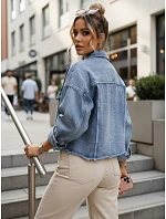 Dámska džínsová bunda s odrením modrá FashionStreet TY5688 Dámska džínsová bunda s odrením modrá FashionStreet TY5688