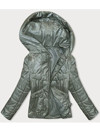 Dámska prešívaná krátka bunda khaki (B8185-11) Dámska prešívaná krátka bunda khaki (B8185-11)