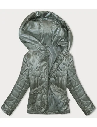 Dámska prešívaná krátka bunda khaki (B8185-11) Dámska prešívaná krátka bunda khaki (B8185-11)
