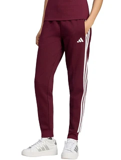 Dámske nohavice adidas Essentials 3-Stripes Fleece Slim v bordovej farbe KF8321
